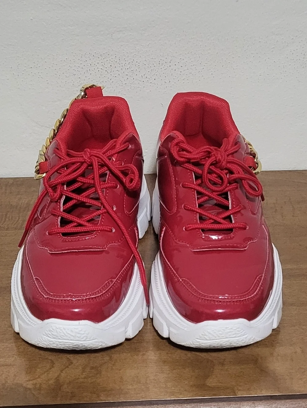 LUCKY STEP Women Chunky Platform Sneakers - Red (Size 8.5)